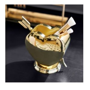 Gold heart brush caddy